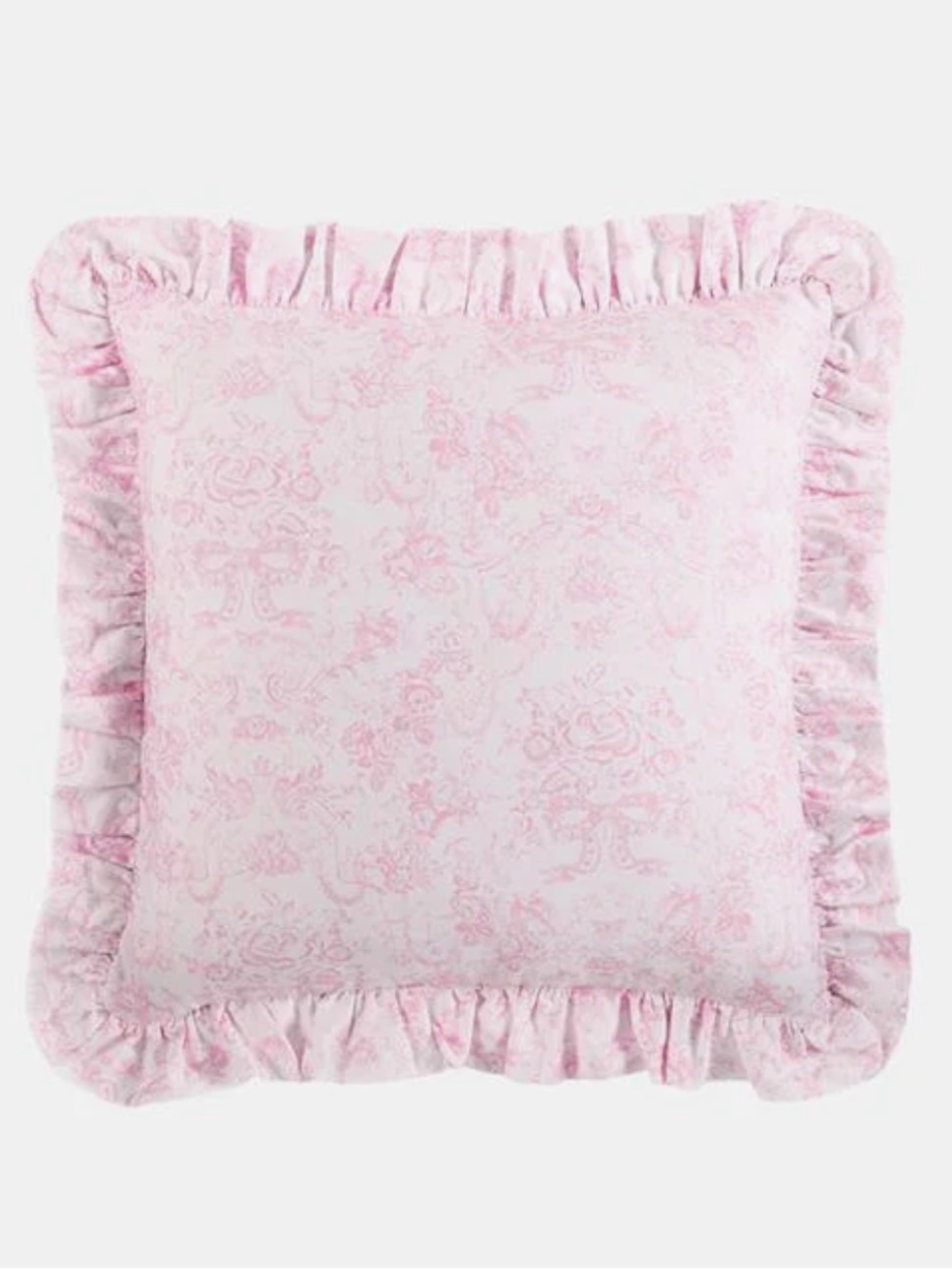 INCLUDES 3 - Love Shack Fancy Pink Ruffle Throw Pillows (2 square, 1 rectangle)
